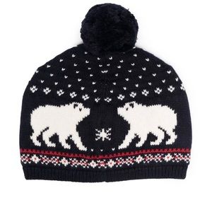 Polo Ralph Lauren Bay Boy Polar-Bear Wool Blend Hat -Pom Pom-Size 9-24 moths